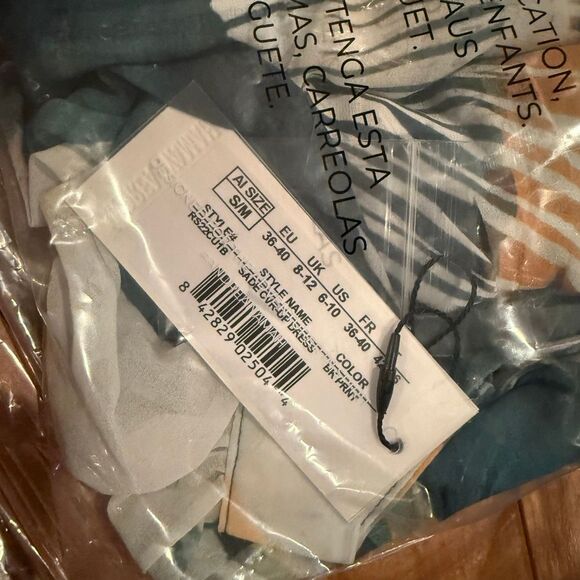 NWT Andrea Iyamah Halima Cropped Top Green and Orange Abstract Print Size S/M - Picture 6 of 6